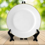 Gold Rim White Ceramic Plate - 10"