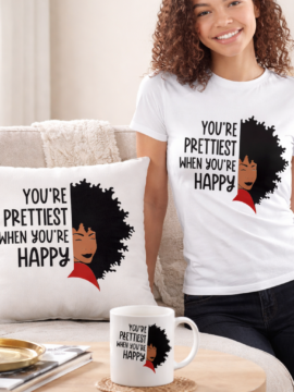 “Happy Beauty” Lifestyle Gift Set – Tee, Mug & Pillow Collection