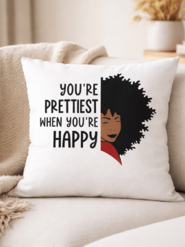 “Happy Beauty” Inspirational Throw Pillow Cover