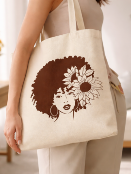 Afro Floral Sunflower Tote Bag