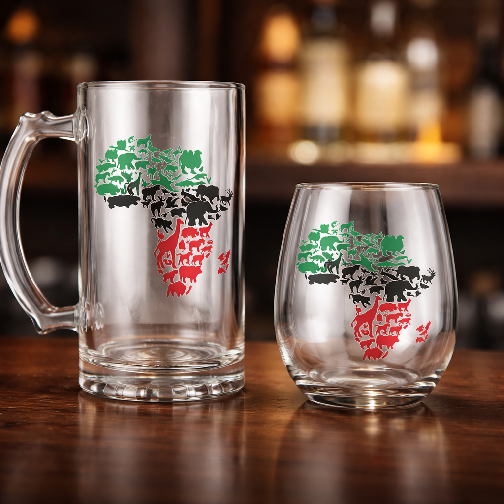 African Animal Beer Mug & Stemless Wine Glass - Image 2