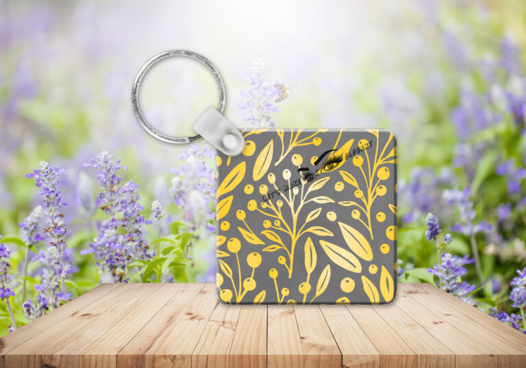 Yellow & Grey Photo Key Ring