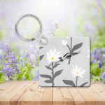 Grey & Yellow Photo Key Ring
