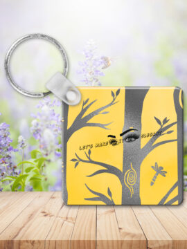 Dark Grey & Yellow Photo Key Ring