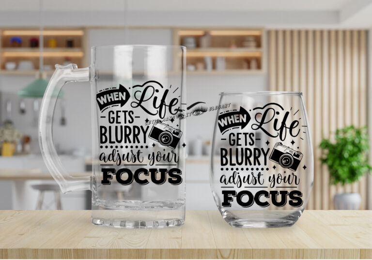When Life Gets Blurry - Beer Mug & Stemless Wine Glass