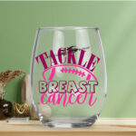 Tackle Breast Cancer Stemless Wine Glasses