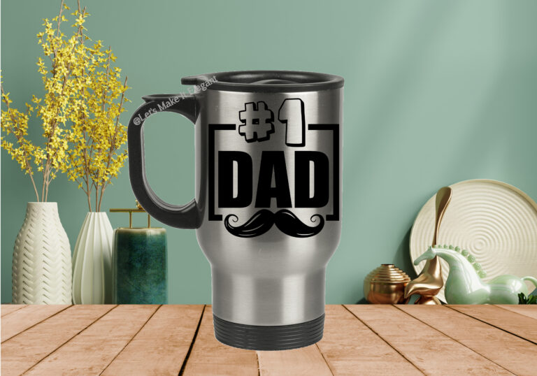 #1 Dad Silver Travel Mug