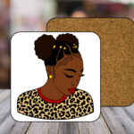 Afro Puffs Beauty Coasters with Corking Back