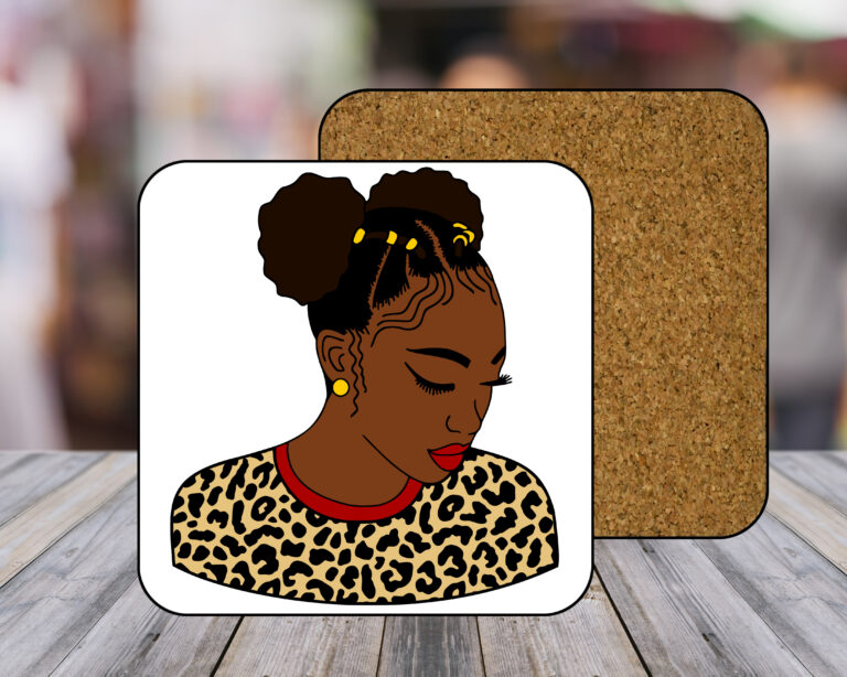 Afro Puffs Beauty Coasters with Corking Back
