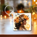 Autumn Girl Photo Key Ring