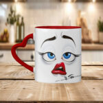Funny Face Heart Handle 11oz Photo Mug