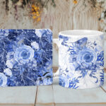 Blue Floral # 7 Coaster with Corking Back