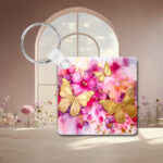 Golden Butterfly Photo Key Ring