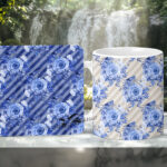 Blue Floral # 5 Coaster with Corking Back