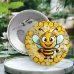 Honeycomb Bee - 2" Button