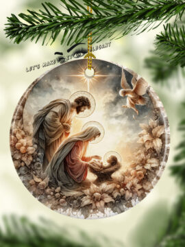 Holy Family Ceramic Photo Ornament #1