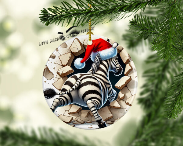 Baby Zebra 3D Broken Ceramic Photo Ornament - Image 2