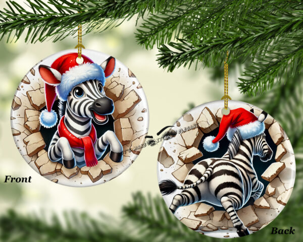 Baby Zebra 3D Broken Ceramic Photo Ornament - Image 3