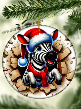 Baby Zebra 3D Broken Ceramic Photo Ornament