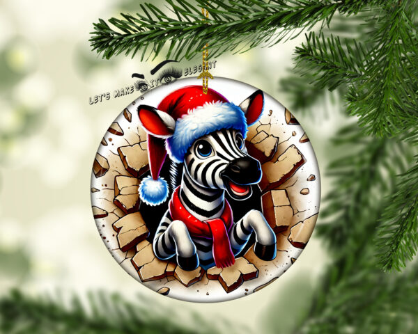 Baby Zebra 3D Broken Ceramic Photo Ornament