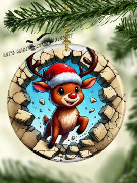 Baby Reindeer 3D Broken Ceramic Photo Ornament