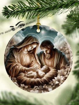 Holy Family Ceramic Photo Ornament #11