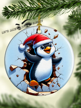 Baby Penguin 2 3D Broken Ceramic Photo Ornament