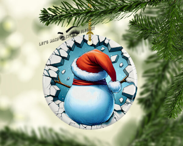 Baby Snowman 2 3D Broken Ceramic Photo Ornament - Image 2