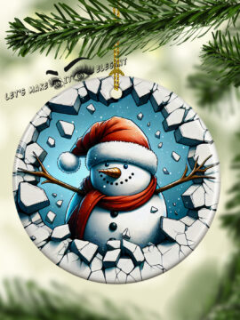 Baby Snowman 2 3D Broken Ceramic Photo Ornament