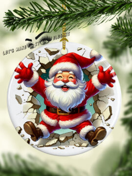 Santa 3D Broken Ceramic Photo Ornament