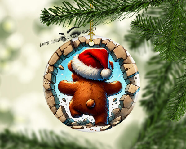 Baby Bear 3D Broken Ceramic Photo Ornament - Image 2
