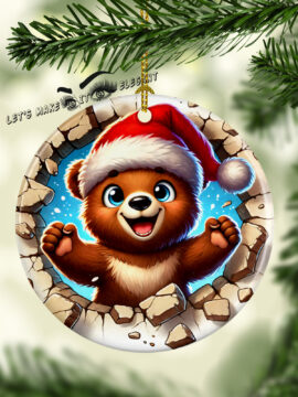 Baby Bear 3D Broken Ceramic Photo Ornament