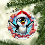 Baby Penguin 3D Broken Ceramic Photo Ornament