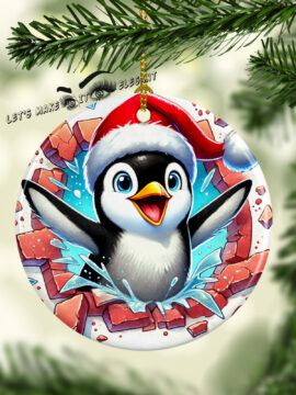 Baby Penguin 3D Broken Ceramic Photo Ornament