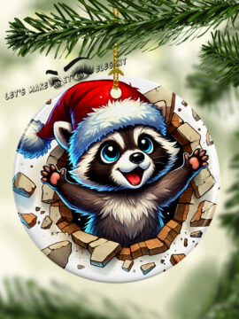 Baby Raccoon 3D Broken Ceramic Photo Ornament