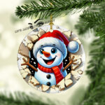 Baby Snowman 3D Broken Ceramic Photo Ornament