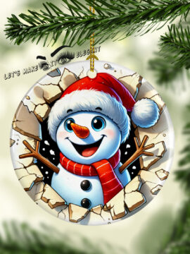 Baby Snowman 3D Broken Ceramic Photo Ornament