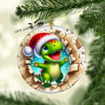 Baby Dino 3D Broken Ceramic Photo Ornament
