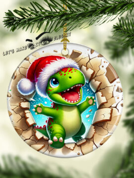Baby Dino 3D Broken Ceramic Photo Ornament