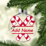 Candy Cane Monogram - Name Ball Ornament