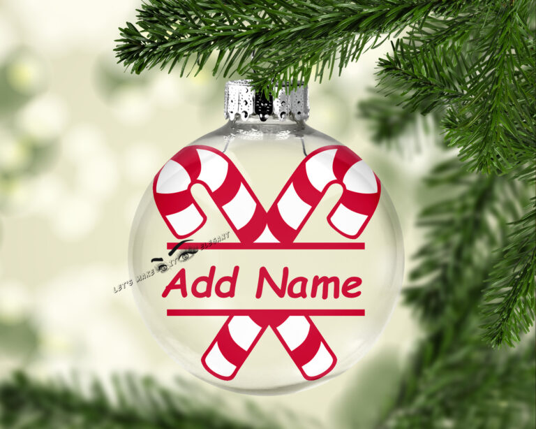 Candy Cane Monogram - Name Ball Ornament
