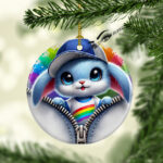 Rabbit Ceramic Photo Ornament