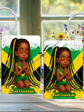 Jamaican Praying Girl - Photo Rectangle Key Ring