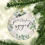 Our First Christmas Engaged Ceramic Ornaments