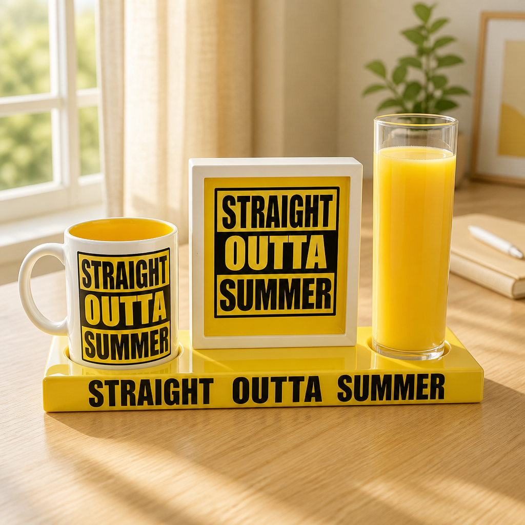 “Straight Outta Summer” Fun Drink & Mug Display Set