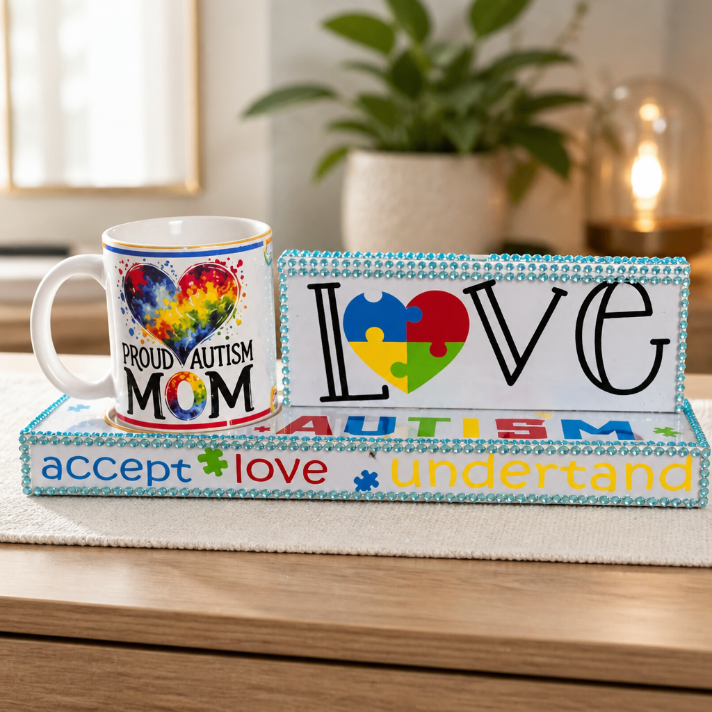 “Proud Autism Mom” Awareness Mug Mate Set - Image 3