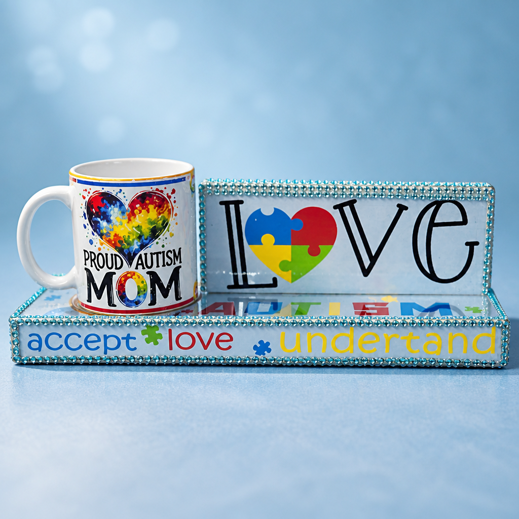 “Proud Autism Mom” Awareness Mug Mate Set - Image 2