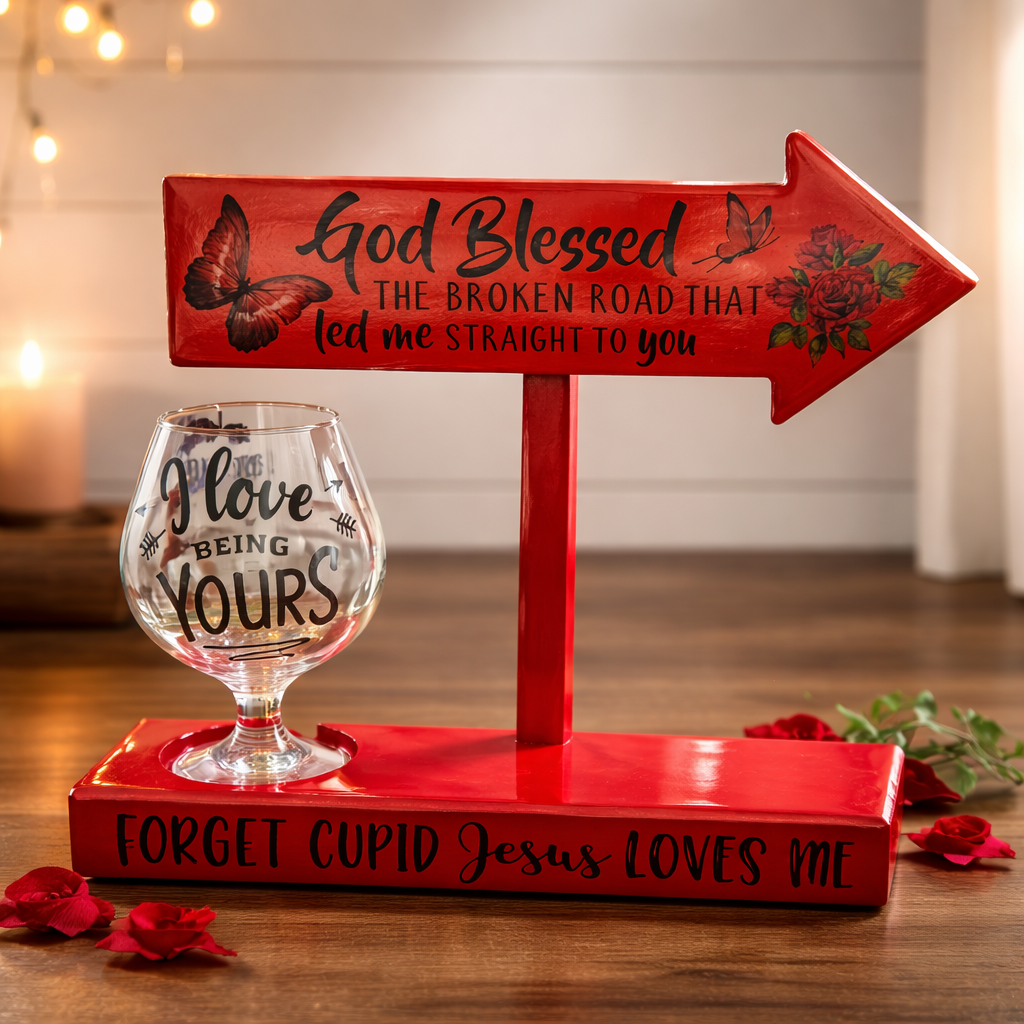 “God Blessed the Broken Road” Inspirational Love Display Set