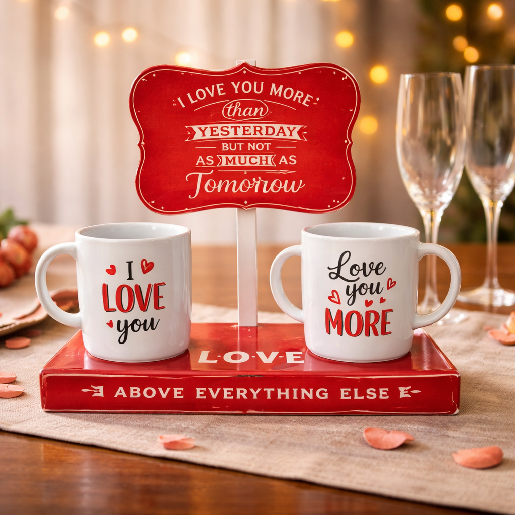“Love You More” Romantic Couple Mug Gift Set - Image 2
