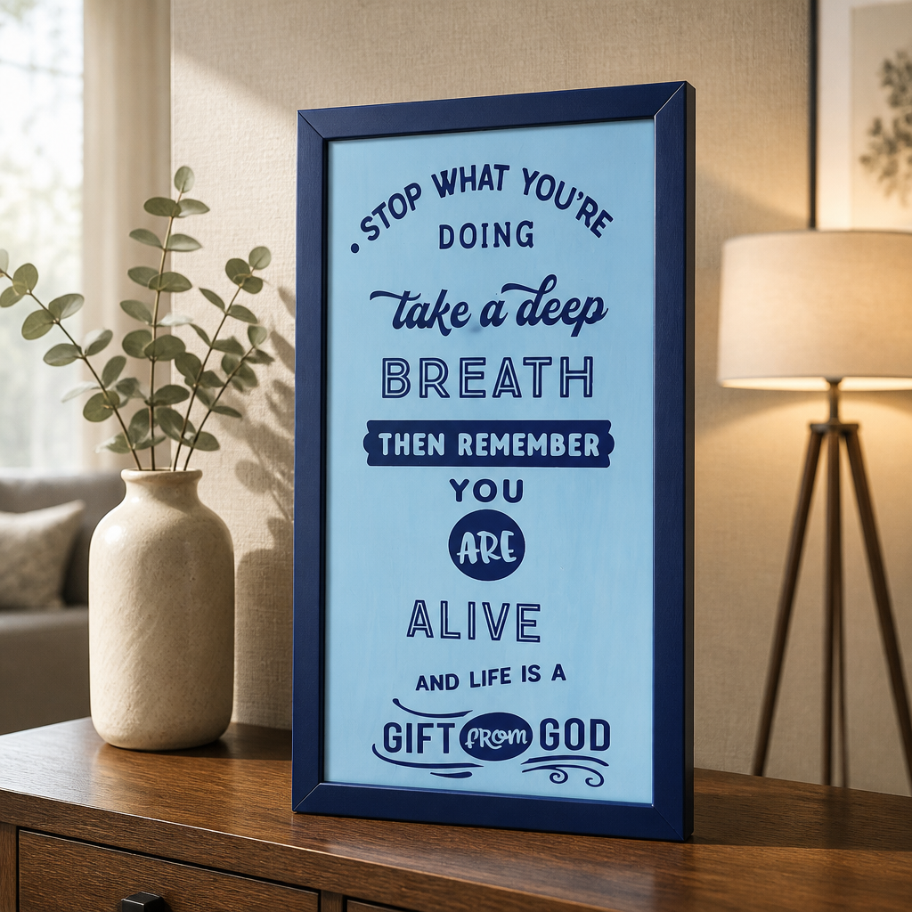“Take a Deep Breath” Inspirational Framed Wall Art